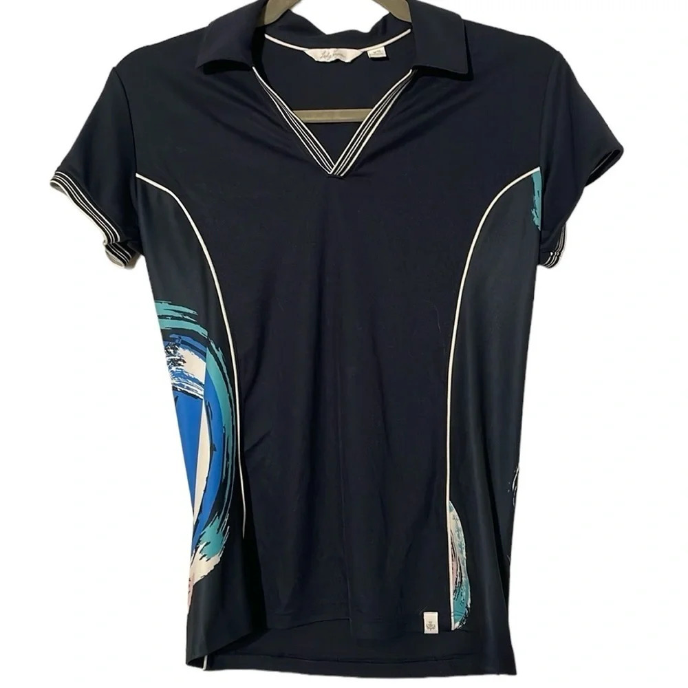 Lady Hagen Womens XS Golf Polo Navy royal blue green white trim shirt womens